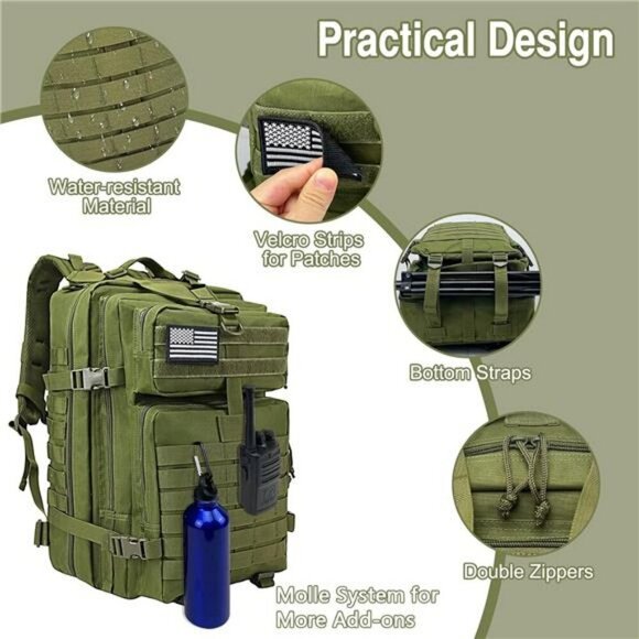 WOLT Tactical Backpack for Men 45L Military Molle Hiking Camping Survival Pack - Picture 3 of 7